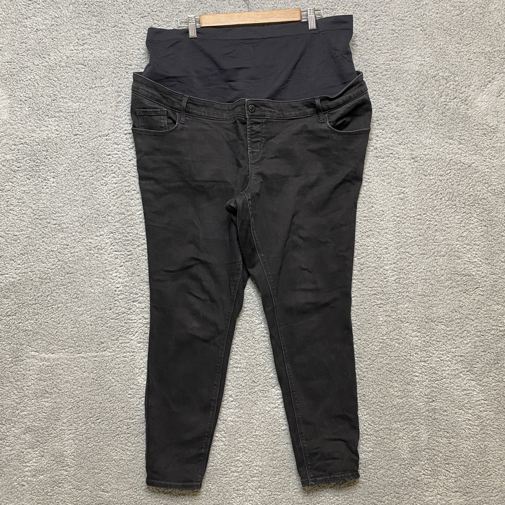 Old Navy Rockstar Maternity Jeans Sz 20 Black Denim Super Skinny Full Panel